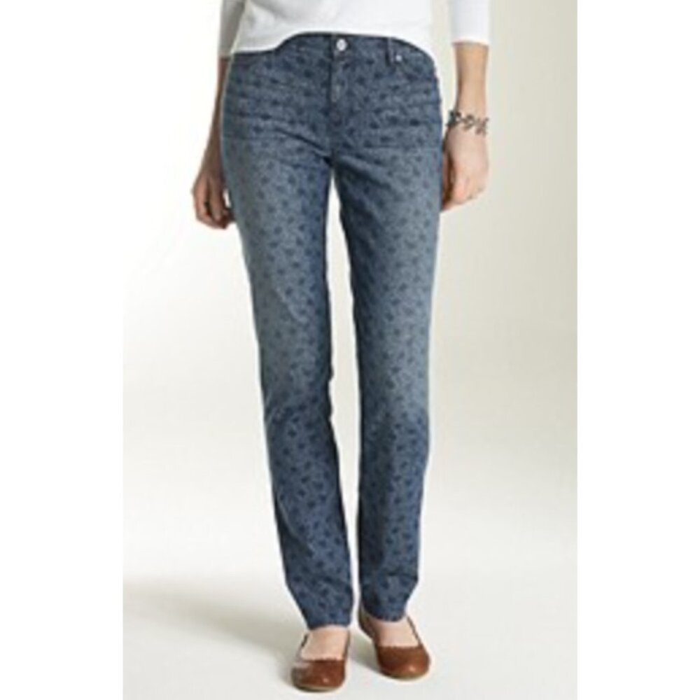 NWOT J. JILL Womens' Floral Print Authentic Fit Slim Leg Jeans Sz 16 Petite